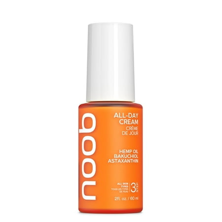 NOOB All-Day Face Cream, Organic Anti-Aging Facial Moisturizer Acne Prone & Sensitive Skin Friendly, Smooth, Firm and Even Skin Tone, Hemp Oil, Bakuchiol, Astaxanthin, Natural & Vegan - 2 Oz