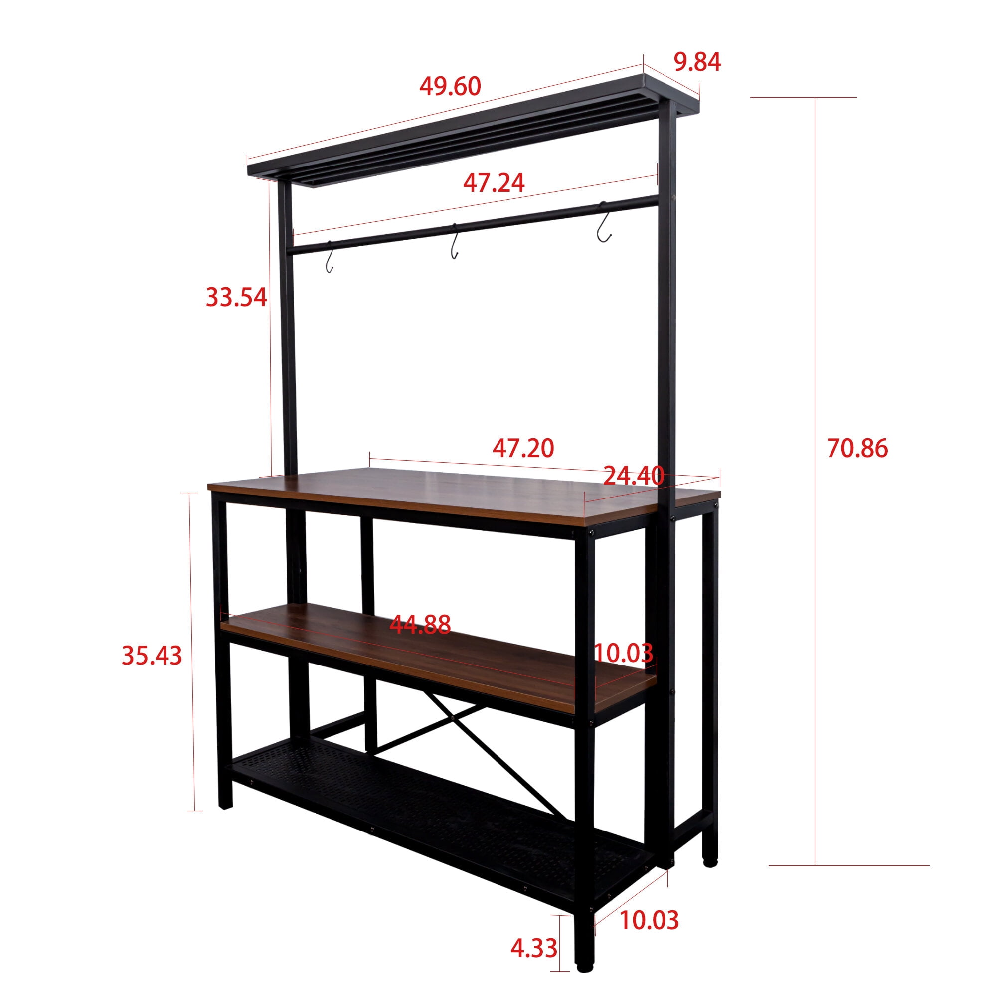 Kitchen Island Furniture kitchen Island, Bakers Rack, Island Table for Kitchen,3 Tier Microwave Stand Oven Shelf with Storage, Storage Shelf for Kitchen Dining Room Living Room,3 Hooks,Dining Kitchen