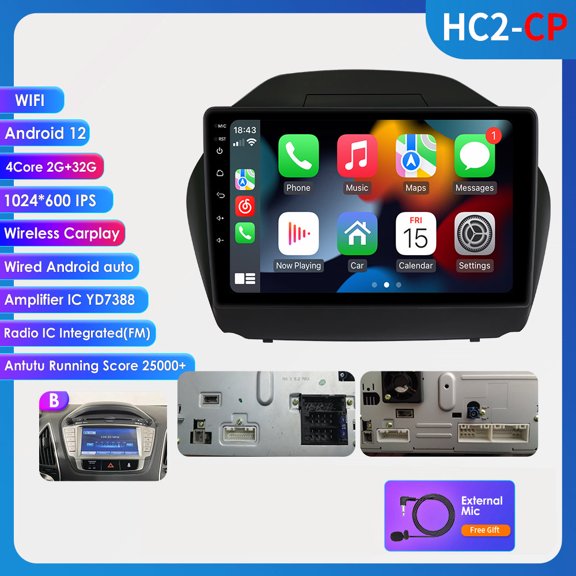 Bluetooth Android 12 Apple Carplay Wifi Car Stereo Radio Head Unit GPS Navigation Player For Hyundai Tucson Ix35 2010 2011 2012 2013 2014 2015