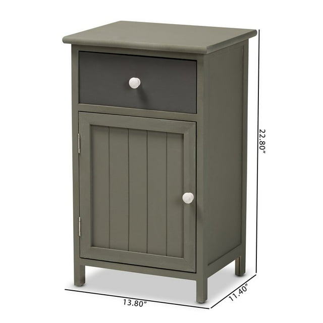 Baxton Studio Barend Bois Gris et Fusain Fini 1 Tiroir Armoire de Rangement