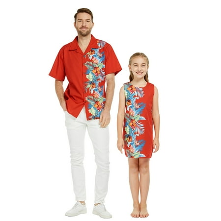 

Matching Father Daughter Hawaiian Dance Shirt Tank Dress Orchid Paradise