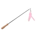 thumbnail image 2 of Divertido palo para gato, campana de plumas retráctil, divertido palo para gato con poste de madera para gatos de interior, color rosa, 2 of 5