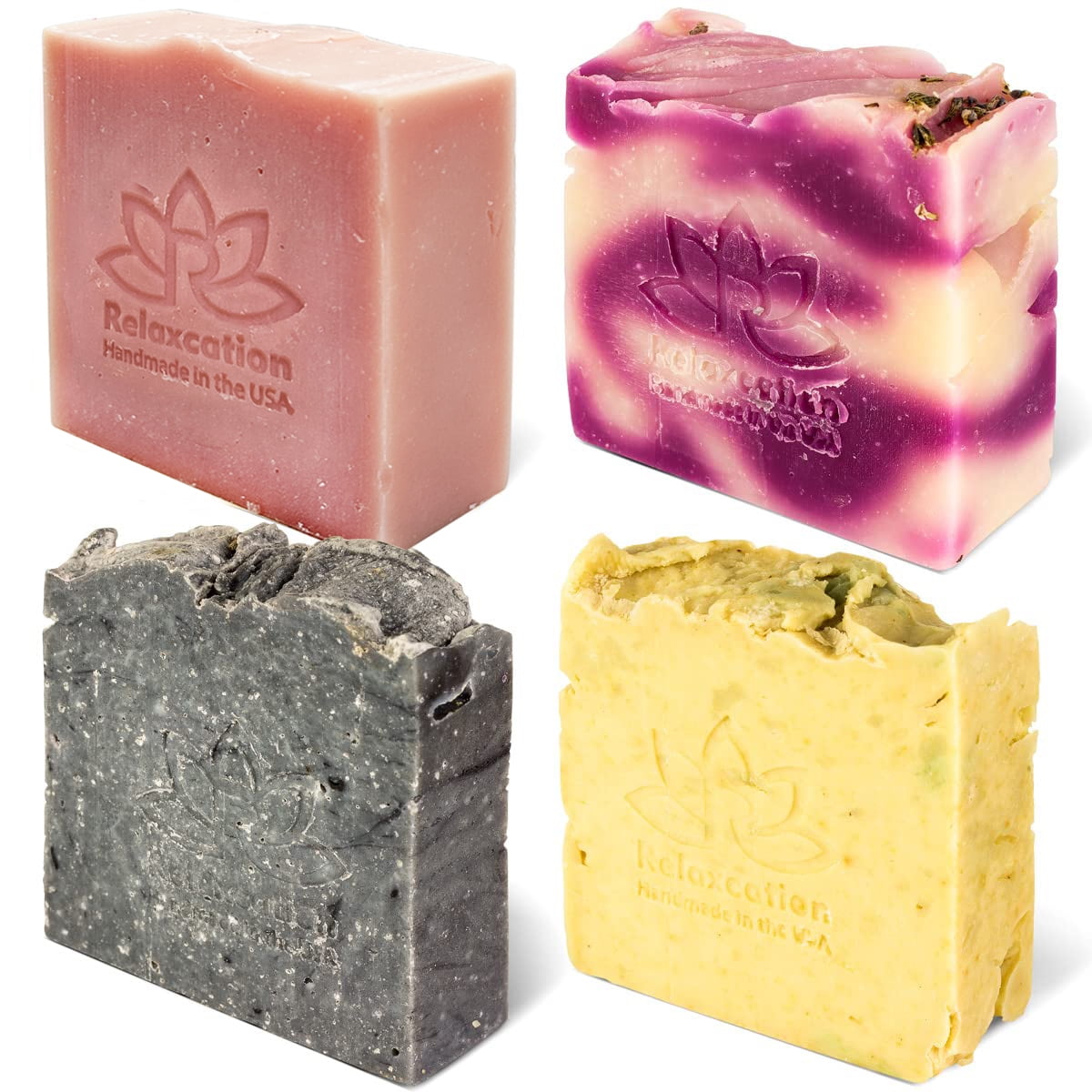 Organic Natural Soap Bars - Bath Body Soap Bar for Women and Men | MADE IN USA Travel Size Set of 4