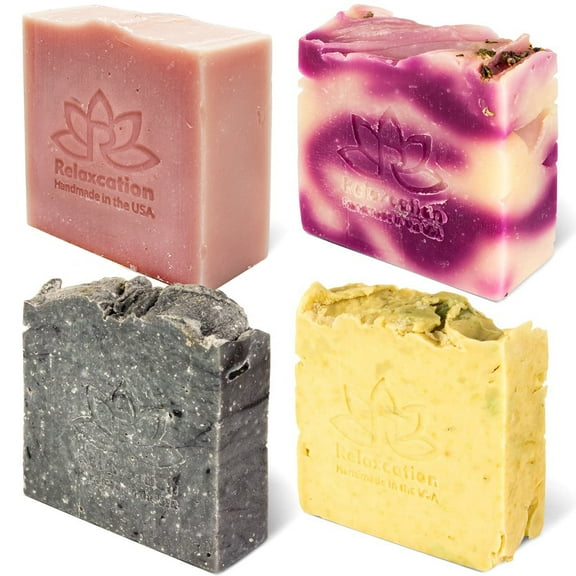 Organic Natural Soap Bars - Bath Body Soap Bar for Women and Men | MADE IN USA Travel Size Set of 4