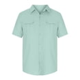 thumbnail image 5 of ZCFZJW Men's Casual Linen Button Down Shirt Short Sleeve Beach Shirt Solid Color Regular Fit Lightweight Holiday Vacation Tops with Double Front Pockets Mint Green XXL, 5 of 9