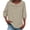 Khaki, variant on Staron Spring Summer Tops for Women Ruffle Puff Sleeve Drawstring 3/4 Sleeve Casual Loose Round Neck Blouse, Army Green L