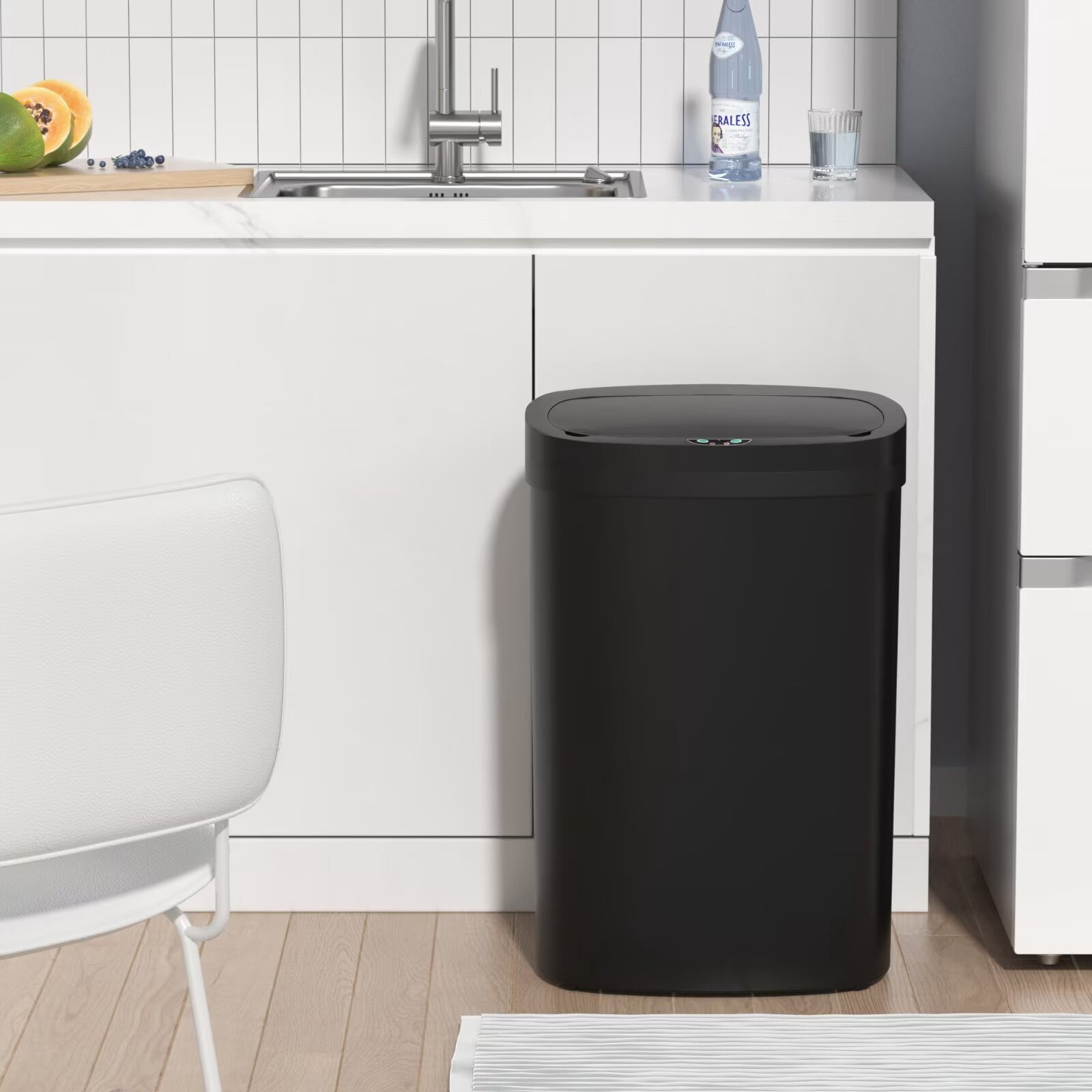 YRLLENSDAN Kitchen Trash Can 13 Gallon Size, Touchless Trash Can 13 Gallon, Motion Sensor Trash Can with Lid, Automatic Garbage Can 13 Gallon, Plastic Tall Trash Bin, Black
