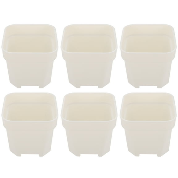 KAKOWELY Square Seedling Nursery Pots White Planter Plastic Transplanting 6Pcs