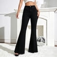 thumbnail image 5 of QATAINLAV Women's High Waist Flare Jeans Slim Fit Bell Bottom Wide Leg Jean Pants Solid Color Casual Bootcut Denim Trousers with Pockets Black M, 5 of 6