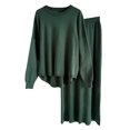 thumbnail image 2 of Womens Skirts for Fall Solid Long Sleeve Casual Knitted Skirt Set, 2 of 6