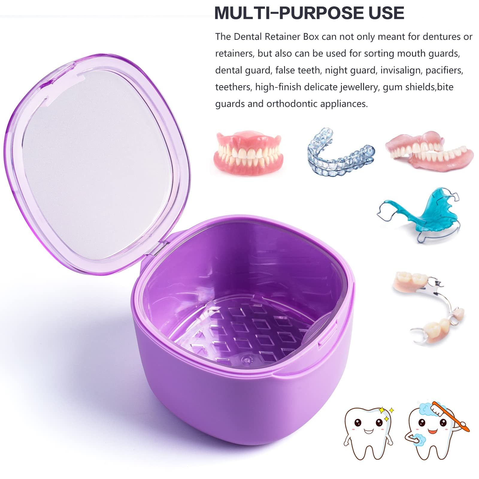 Denture Bath Case, NoLeak Denture Case Retainer Cleaning Box, Mouth Guard, Night Guard and