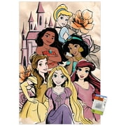 Trends International Disney Ultimate Princess Celebration - Castle Group Wall Poster with Push Pins 22.375" x 34" Poster & Push Pin Bundle