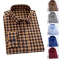 thumbnail image 3 of Camisa a cuadros para hombre, cuello de solapa, manga larga, camisa a cuadros con botones, ajuste regular, camisa informal para hombre para el trabajo diario, 3 of 5