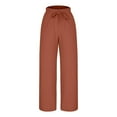thumbnail image 5 of YUGYXL Oversized Linen Pants for Women Drawstring Baggy Palazzo Pants Summer Band Straight Wide Leg Pants with Pockets Orange M, 5 of 6