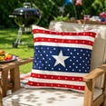 thumbnail image 5 of AHGQT 4th of July Patriotic Throw Pillow Covers 18"x18", Memorial Day Independence Day Red Stripe Blue Star Outdoor Cushion Cases, Polyester Outdoor Pillow Case for Sofa Couch,1PCS, 5 of 8