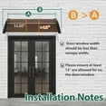 thumbnail image 4 of Macrout 78.2”x 37.8”Outdoor Window Awning Exterior with Polycarbonate Panels for Door Entrance, Air Conditioner, Front and Back Patio Door Canopy for Sun Shelter, UV, Rain, Snow Protection(Brown), 4 of 10