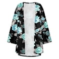 thumbnail image 4 of Tarmeek Plus Size Floral Print Puff Sleeve Kimono Cardigan Loose Chiffon Cover Up Casual Blouse Tops Summer Cardigan for Women, 4 of 4