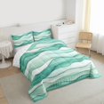 thumbnail image 3 of Feelyou Fashion Stripes Ombre Bedding Comforter Set for Teens, Modern Stripe Waves Twin Comforter Sets, Cyan Watercolor Art Reversible Bedding Set, Luxury Bedroom Decor, 2-Piece, 3 of 8