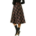 thumbnail image 4 of MODA NOVA Junior's Plaid High Waist Belted A-Line Casual Mid Skirt Dark Blue XS, 4 of 7