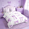 thumbnail image 2 of Manfei Purple Ribbon Bow 7pcs Bedding Comforter Set For Girls,Kawaii Dreamy Bowtie Pattern Queen Bedding Sets,Reversible, 2 of 7