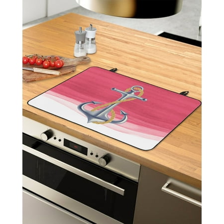 

Pink Nautical Stove Top Covers for Electric Stove Heat Insulation Fireproof Glass Cooktop Cover Counter Top Glass Stove Cover for Prevent Scratches 24 x21 Pink Ombre Ocean Coastal Anchor
