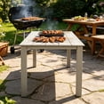 thumbnail image 3 of Leumius 68.9" Outdoor Dining Table for 6,All-Weather Furniture Table with Umbrella Hole for Outdoor Picnics & Patio,Backyard,Light Gray, 3 of 8