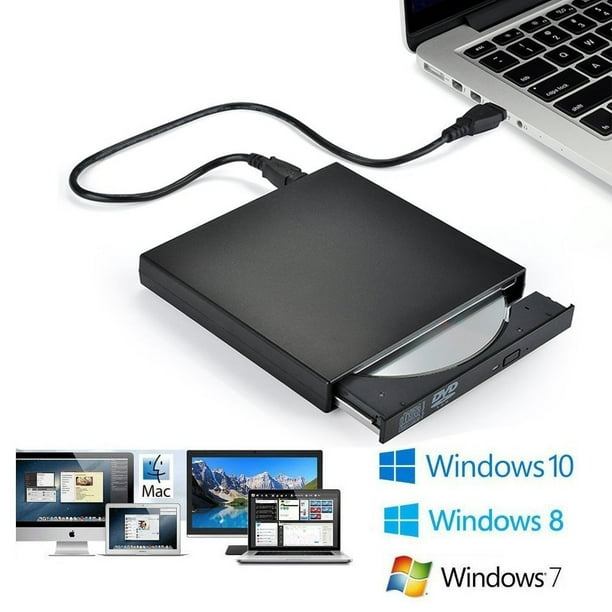 External CD DVD Drive, USB 2.0 Slim Protable External CD-RW Drive DVD-RW  Burner Writer Player for Laptop Notebook PC Desktop Computer, Black