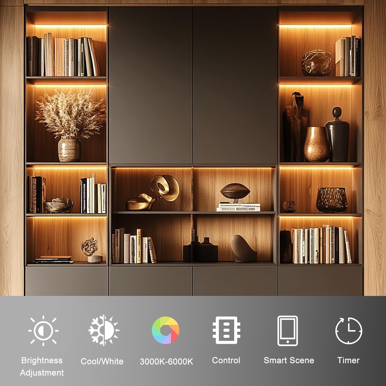 Cefrank Smart Under Cabinet Lights, 4-Pack 12" V-Shaped LED Bars - Voice & App Controlled, Dimmable 2700K-6000K, Easy 5-Minute Install