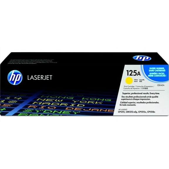 HP 125A Yellow Original LaserJet Toner Cartridge, ~1,400 pages, CB542A