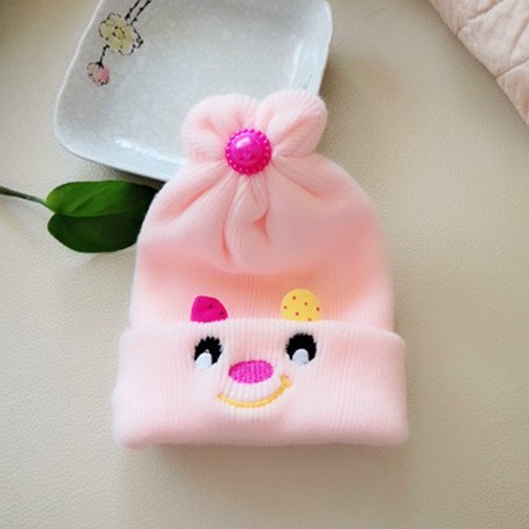 Gorro fetal para bebé de cachemira con bordado de conejo, gorro fetal para recién nacido, gorro cálido para bebé, otoño e invierno