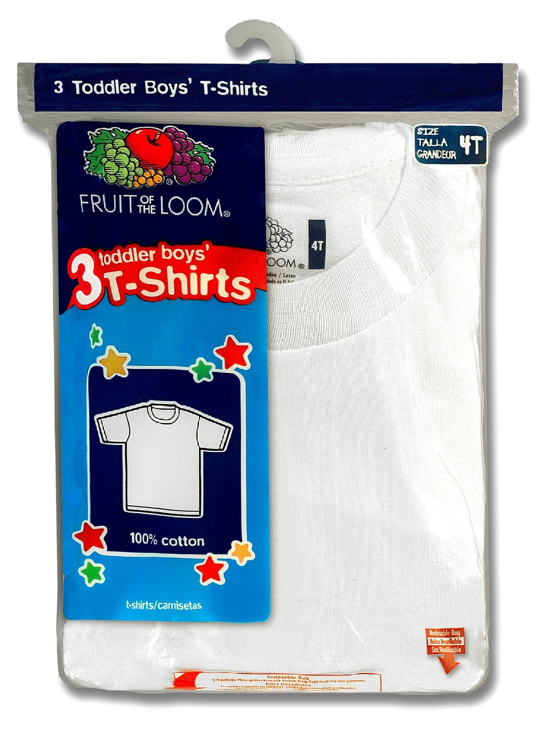 Fruit of the Loom Simply Fits Better Toddler Boys` 3pk White Crew, 2T