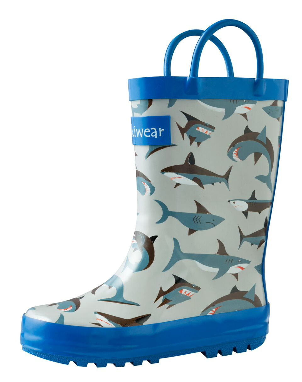 kids shark rain boots