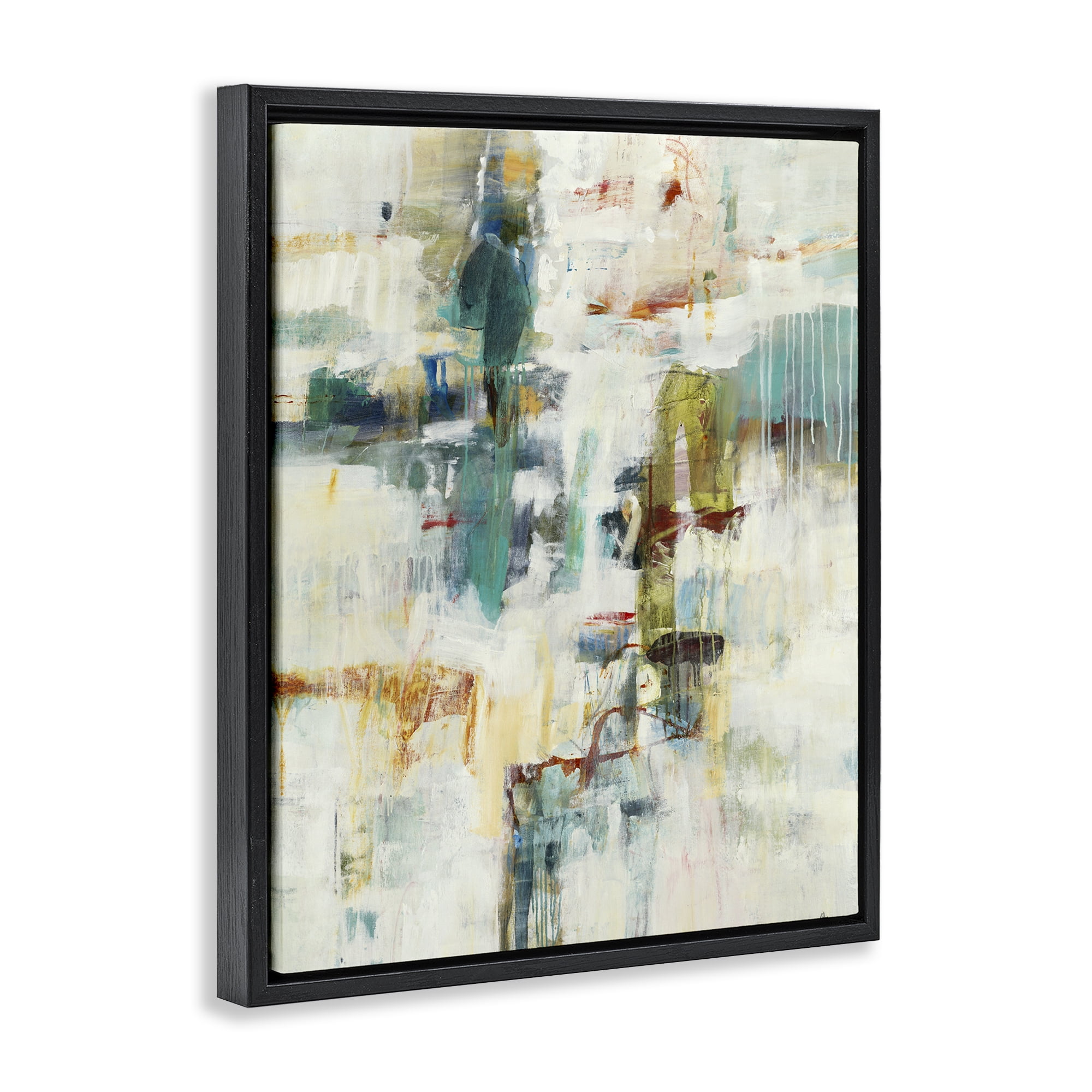 Stupell Industries Dynamic Paint Drips Black Framed Floater Canvas Wall Art, design by Lisa Ridgers