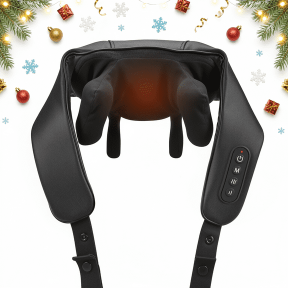 Naipo Black Shiatsu Neck Back Kneading Massage, Deep Tissue Relief, Portable and Lightweight