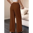 thumbnail image 6 of Women'S Palazzo Pants Summer High Waisted Wide Leg Drawstring Flowy Beach Trousers with Pockets Brown L, 6 of 7