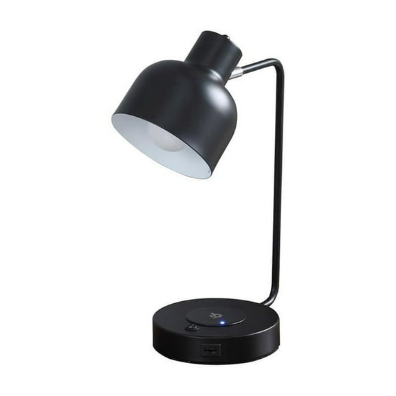 Ore International 15.25"In Vadim Black Adjustable Student Desk Task Table Lamp W/ Charging Usb Port Station
