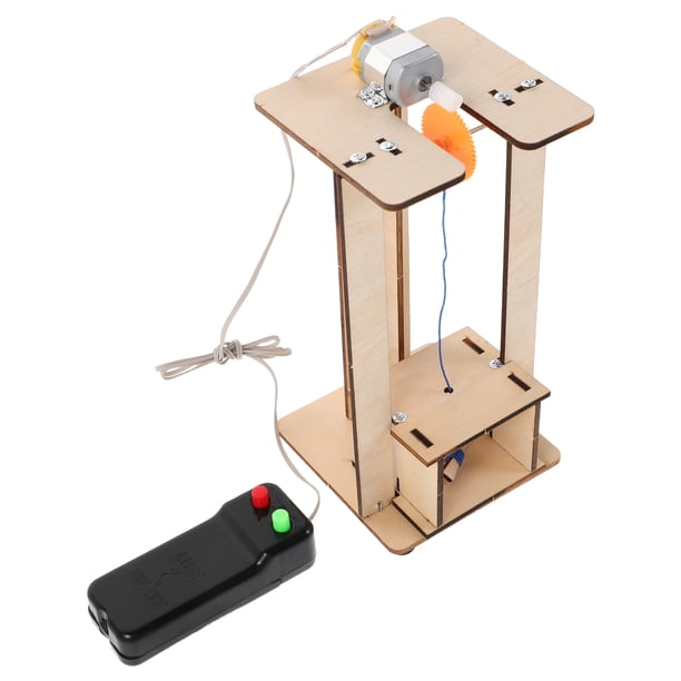 1 juego de elevador de juguete: Kit de ensamblaje de elevador DIY, juguete educativo de ciencia STEM para niños, modelo de elevador de madera, proyecto científico para estudiantes de aula en casa.