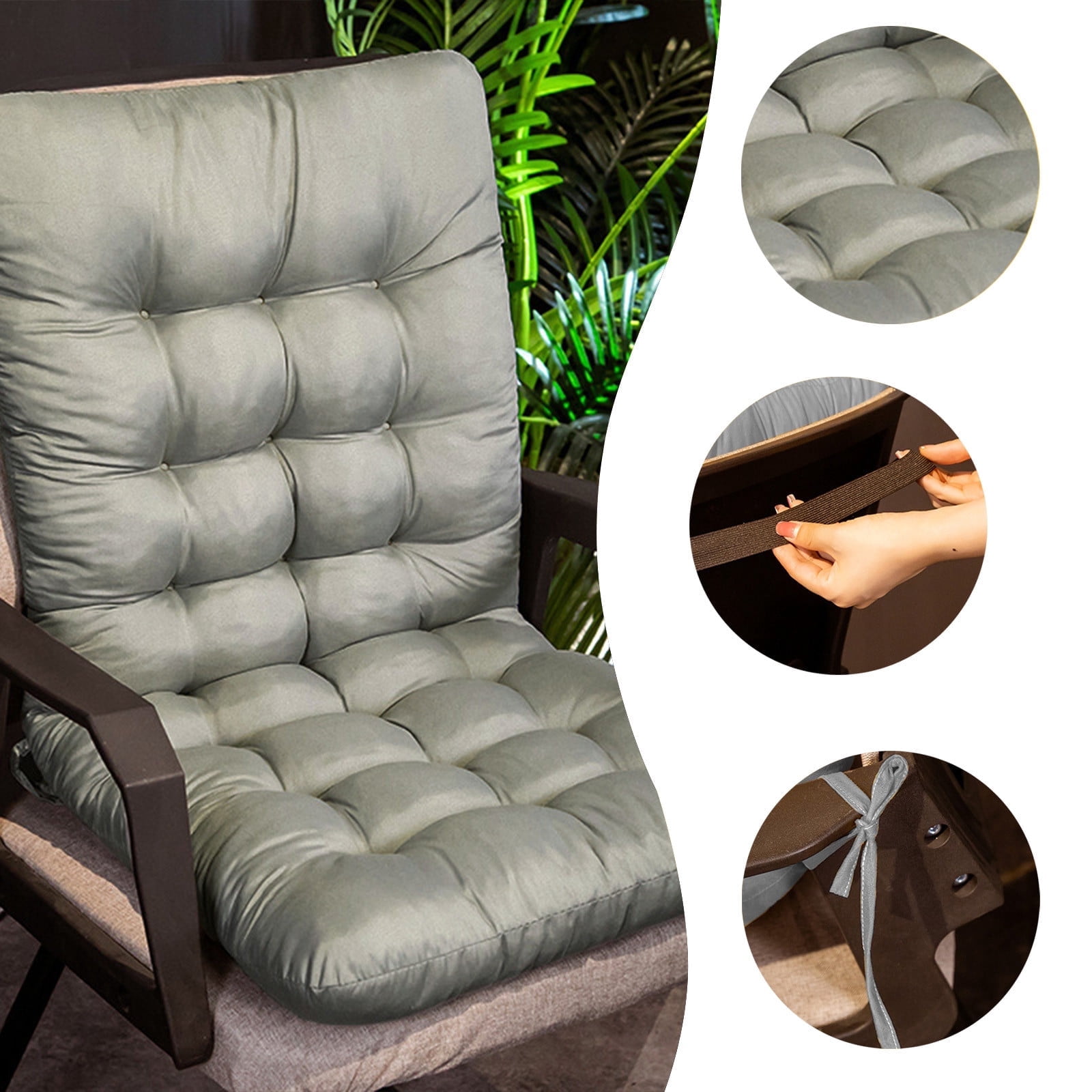 KCEHTA High Back Chair Cushions Outdoor Deap Seat Cushions Porch Patio Rocking Chairs Indoor Seat/Back Chair Cushions Replacement for Home Office