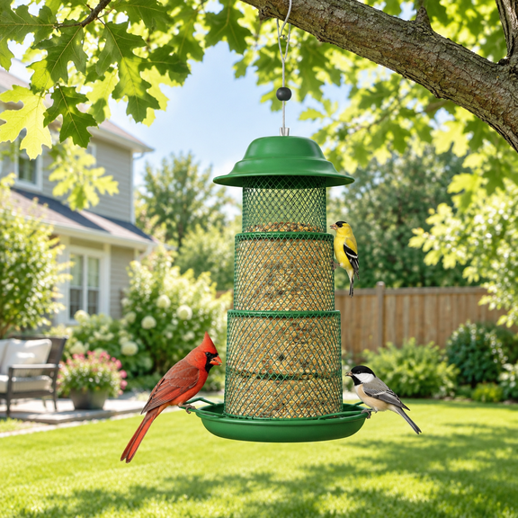 Yangxin Bird Feeders for Outdoor Hanging, Foldable Tower-Style Metal Mesh Garden Hanging Birds Feeder Automatic Birdfeeder Balcony Birds Feeding Box Outside Large Capacity Food Feeder Container