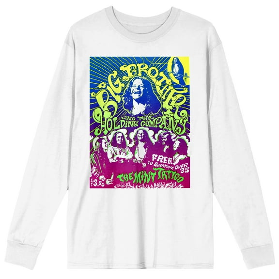 Big Brother & Holding Company The Mint Tattoo Crew Neck Long Sleeve Men's White Tee-Medium