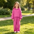 thumbnail image 6 of mgoYE Girl Clothes Solid Color Fall Winter 2 Piece Outfit for Girls Long Sleeve Hoodie Top Ribbed Pant Set, 6 of 9