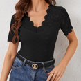 thumbnail image 4 of Women's Lace T-Shirt Casual Top (Black M), 4 of 5