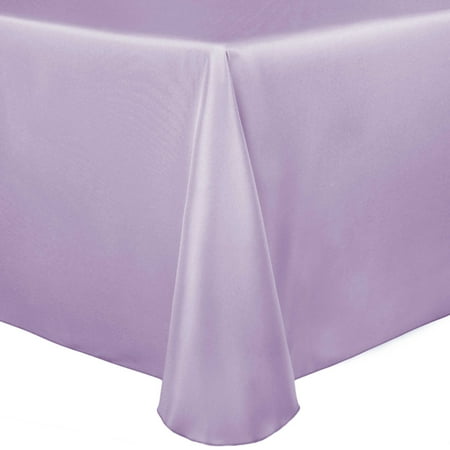 

Ultimate Textile (10 Pack) Satin 108 x 156-Inch Rectangular Tablecloth - for Wedding Special Event or Banquet use Lilac Light Purple
