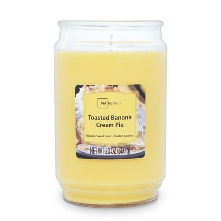 Mainstays Toasted Banana Cream Pie Scented Single Wick Candle, 20 oz.
