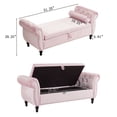 thumbnail image 6 of Smilegend Pink Velvet Multifunctional Storage Rectangular Ottoman Bench with Pillow for Living Room Bedroom Entryway Stylish Accent Furniture, 6 of 8