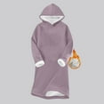 thumbnail image 3 of Efsteb Winter Fashion Dresses for Women 2025 Thick Fleece Dresses Long Sleeve Hoodies Dress Sweatshirt Thermal Dress (Purple,M), 3 of 6
