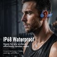 thumbnail image 3 of Kimhost Bone Conduction Headphones Bluetooth 5.3, IP68 Waterproof Open Ear Headphones with 32GB MP3 Player, 8H Playtime, Magnetic Charging, Quick Pairing for Sports Swimming - Light Blue, 3 of 6