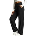 thumbnail image 4 of Xugsiok High Waist Sweatpants for Women Wide Leg Drawstring Loose Fit with Pockets Athletic Jogger Fall Outfits Black,XL, 4 of 9