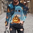 thumbnail image 2 of Pisexur Chandails d'Halloween pour Hommes Amusants de Festival Chandails Graphiques Surdimensionnés Manches Longues Chandail Décontracté Ample Col Rond Chandail Grande Taille P-6TG, 2 of 5