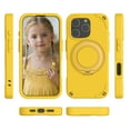 thumbnail image 2 of for iPhone 16 Pro EVA Case with Aluminum Alloy Magnetic Invisible Ring Stand [Compatible with MagSafe] [Military Drop Protection] Shockproof Anti-Slip Scratch Resistant Cover, Yellow, 2 of 9